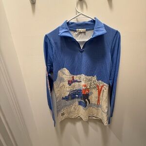 Neve Sky Blue Long Sleeve Zip Up Ski Pullover Size L